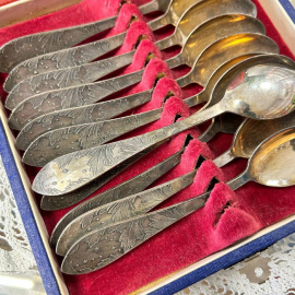 Ложки чайные Мстерский ЮЗ. Мнц с серебрением. Винтаж, СССР. Цена за 6шт. Картинка 5